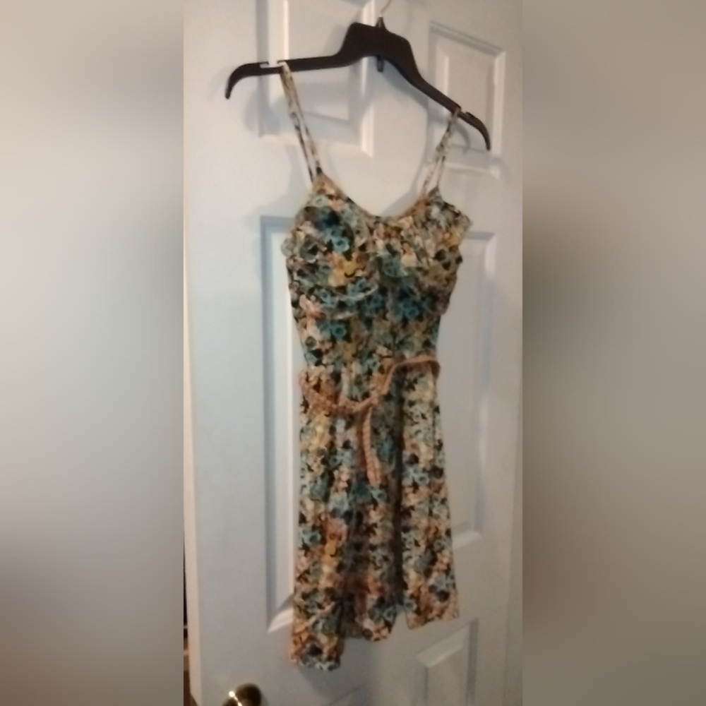 As U Wish Floral Dress - Blue and Tan